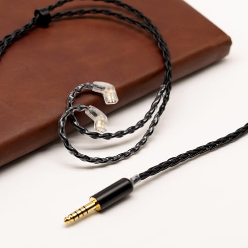 Yongse 2PIN/MMCX/TFZ/QDC IEM Headphone Replacement Cable, 6N OCC 4ft Upgraded Stereo 3.5/4.4mm Balanced Jack, Silver Plated 8 Strand Earphone Earbuds Audio Extension Cord - QDC 4.4mm Without Mic