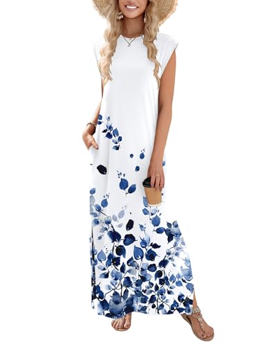 Image of Zeagoo Summer Dresses for Women 2026 Long Maxi Sundresses Loose Split Wrinkle-Free Beach Travel Vacation Clothes