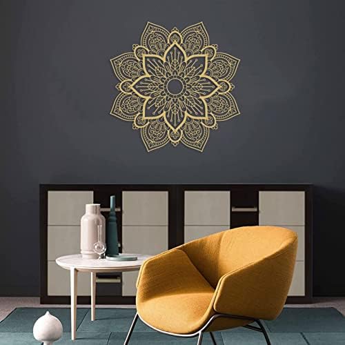 Resama Large Metal Round Mandala Wall Decor, Unique Lotus Flower Wall Art for Living Room Bedroom Bathroom Corridor Home room and Office decoration