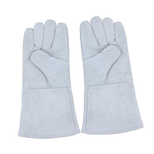 Beatifufu Leather Welding Gloves Heat Resistant Insulated Fire Oven Grilling Working Gloves Cowhide Cold Weather