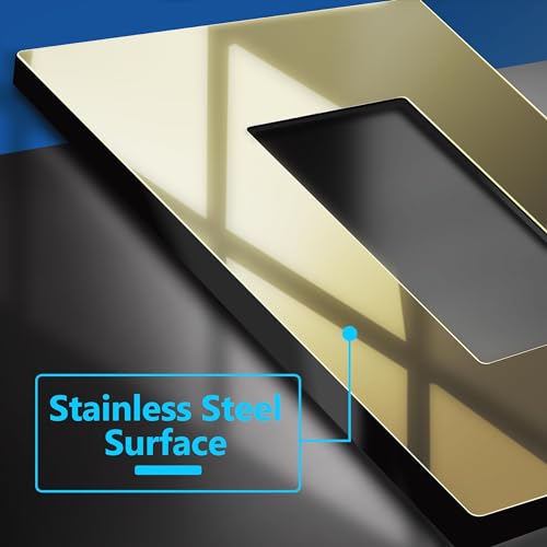 Image of LIDER Decorator Metal Wall Plate, Temperature and Impact Resistant, Screwless Cover, Modern Decoration Upgrade, Mid-Size 1-Gang 4.88 inch x 3.11 inch, UL Listed, Stainless Steel, Polished Brass, 1-Pack