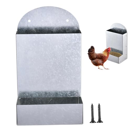 Alimentador de grano – Contenedor de alimentación | Estación de alimentación y sémola de aves de corral | Gallinero portátil de metal grande Accesorios automáticos para granja de patos, alimentación