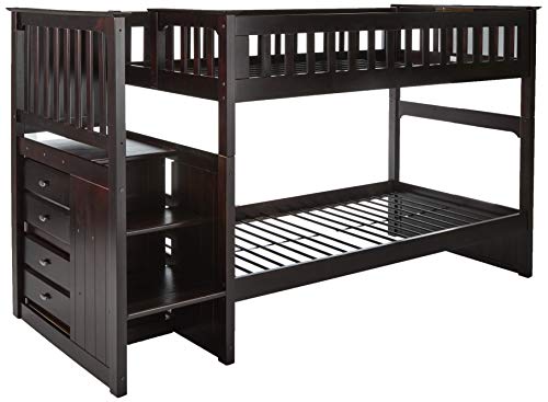 Discovery World Furniture Twin Over Full Stair Stepper Bed with 3 Drawers in