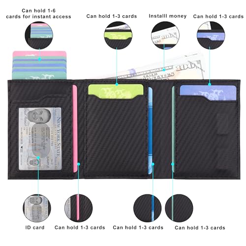Mens Wallet Card Holder Pop up Card Holder，Smart, Slim, Minimalist Design for Front Pocket， 10-13 Card Capacity | ID Window Cash Slot，Metal Aluminum Credit Card Holder Bifold Wallet（black）3
