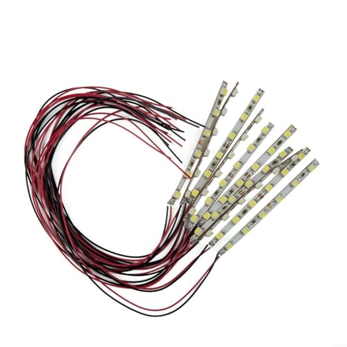 HEIBTENY 10 strisce luminose a LED pre-cablate con 6 LED SMD, lampada flessibile 12 V-18 V AC/DC per modellismo, ferrovia, treno, layout casa delle bambole, accessori da costruzione, luce bianca calda