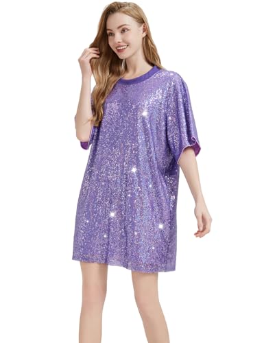 Sequin T-Shirt Dress Plus Size Sparkly Short Sleeve Party Club Dress Women Sexy Casual Shinny Backless Shirt Dresses3