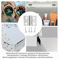 Ruidee 50 Stück Scharniere Mini Messing Scharnier Klein Scharnier Vintage Scharniere Türangel für Holzkiste Schmuck-Box Kabinett DIY 8 * 10mm (Silber) – Ansicht 6