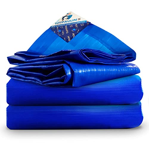 Image of TUFFPAULIN Plastic TUFFPAULIN Keep It Fresh Waterproof Uv Treated Extra Strong 200 Microns Tarpaulin 14611:2016 Approved (Blue,6X9 Ft)