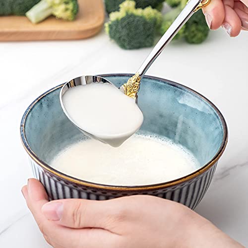Keawell Luxury Gravy Ladle, 18/10 Stainless Steel, Gold Accent, Small Gravy Spoon For Home. Solid And Sturdy, Dishwasher Safe #TOP2