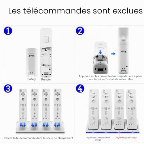Chargeur de Batterie Wii Station 2 Batteries Rechargeables – vue 3