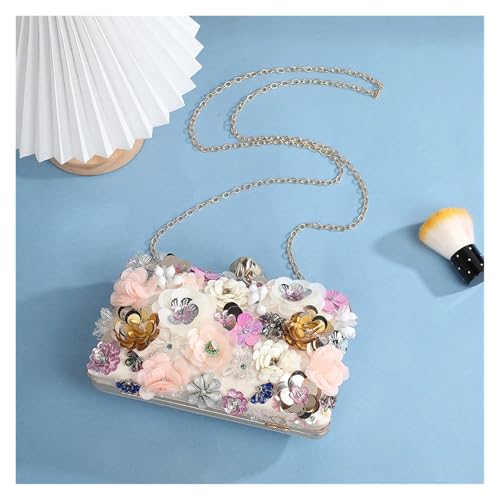 TYLPFH Women Clutches Flower Evening Handbag Chain Strap Shoulder Bag Embroidery Wedding Party Bridal Bag(Blue) by TYLPFH - Image 2