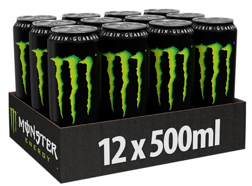 Monster Energy - koffeinhaltiger Energydrink mit klassischem Energy-Geschmack - in praktischen Einweg Dosen (12 x 500 ml)