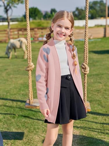 Image of Girls Cardigan Kids Open Front Oversized Sweater with Pockets