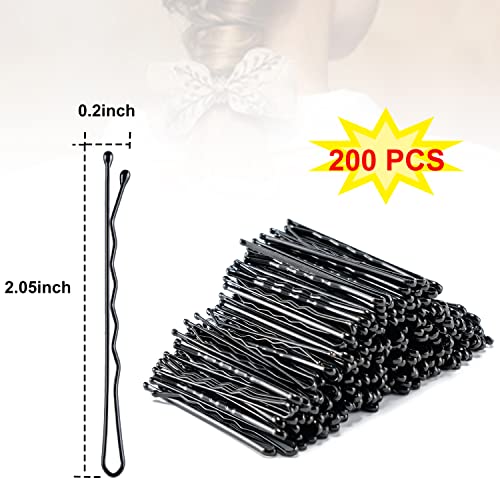 Bobby Pins Black, 200Pcs 2Inch Hair Pins For Women, Girls Adn Kids, Hair Accessories, Bobby Pins Bulk For Hairdressing Salon, Invisible Wave Hairpins For All Hair Types (Black) #TOP2