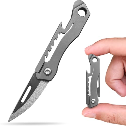 Joycube Titanium Alloy Small Keychain Knife, Mini Pocket Folding Knives,