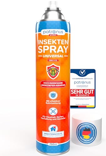 Patronus Insektenspray Universal für Wohnung mit Sofortschutz 750 ml zur Abwehr von zahlreichen Insekten - Hochwirksames Ungeziefer-Spray mit dezentem Zitrusduft, Aus deutscher Produktion