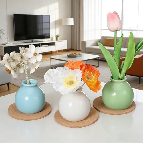 12 Stück Korkuntersetzer, 10cm, 3 mm Dick, Runde Holz Untersetzer-Set, Gläser Kork rutschfeste Untersetzer für Zuhause KüChe Wohnzimmer Schlafzimmer BüRo Café Oder Bar Hitzebestaendig Wiederverwendbar