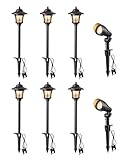 EDISHINE Low Voltage Landscape Lights Kit, 3W 120LM LED Pathway Lights & 3.2W 240LM Spotlights, Seed Glass, 12V Outdoor Landscape Lighting with Connectors, Aluminum Landscape Light for Garden Yard