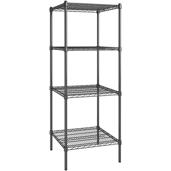 Zedfire 24" x 24" NSF Black Epoxy 4-Shelf Kit with 72" Posts, Commercial Storage Rack Unit, Heavy Duty Storage Shelving, Wire Shelving Kit, Adjustable