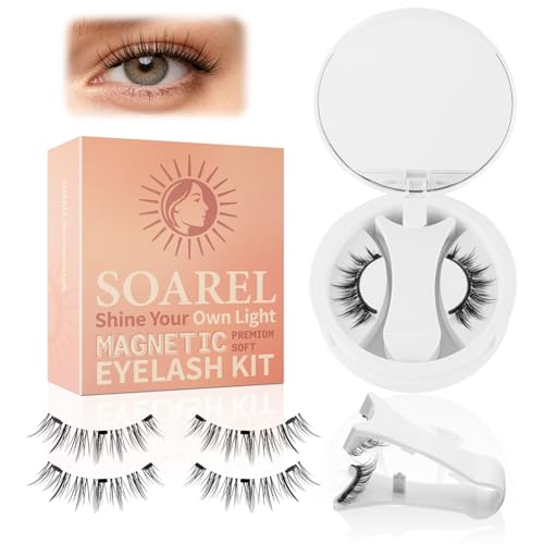 Magnetic Eyelashes with Applicator, No Eyeliner Needed, No Glue Reusable Magnetic Lashes, Natural Lightweight  Eyelashes, Easy Apply for Beginners