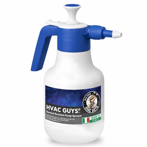 HVAC Guys Coil Cleaner Pump Sprayer | Handheld Chemical Pump Sprayer with 360 Spray Angle | Adjustable Nozzle EPDM Seals | 48 oz Capacity