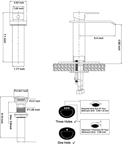 Black Bathroom Faucet Waterfall One Hole Single Handle Bathroom Sink Faucet Bath Vanity Basin Mixer Tap Deck Mount With Drain Assembly Commercial Lavatory #TOP1