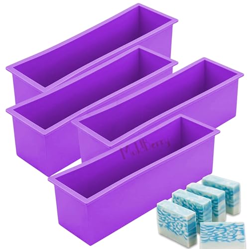Image of MoldBerry Silicone Soap Mould for Soap Making | 4 Pcs Rectangle Loaf Mold | Flexible & Non-Stick Soap Mould for Handmade DIY Soaps | Large Capacity Upto 1.2 Kg | 25.3 x 7 x 7.3 cm (Multicolour)