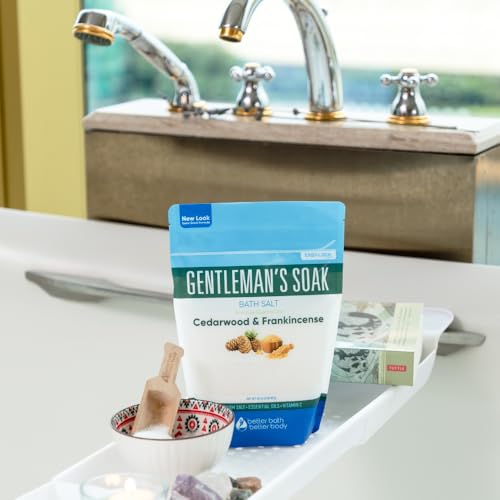 Gentleman's Bath Salt 32 Ounces Epsom Salt with Natural Cedarwood, Frankincense, Eucalyptus and Peppermint Essential Oils Plus Vitamin C in BPA Free Pouch with Easy Press-Lock Seal - Thumbnail 5