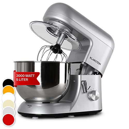 Klarstein Küchenmaschine, Knetmaschine mit 5L Schüssel, 2000W Profi...