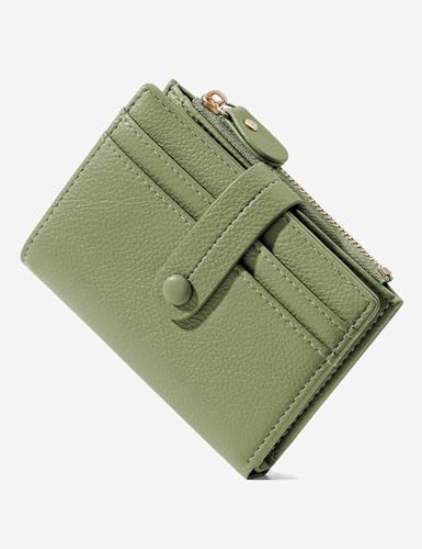 Womens Rfid Wallet, Small Slim Thin Compact Credit Card Wallet for Women, PU Leather Bifold Cash Laddies Wallet with Zipper Coin Pocket & ID Window