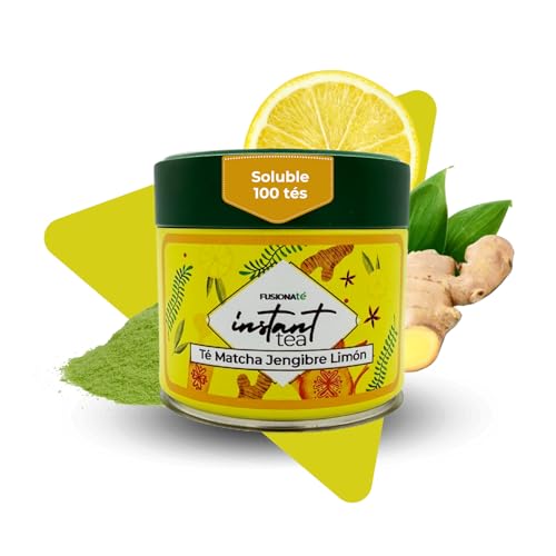 FUSIONATE Té Matcha Jengibre Limón, Lata de 100g, Versátil y Sabroso, 100% Natural, Energizante y Antioxidante Natural