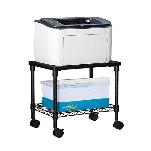 Songmics 2 Tier Printer Stand, Printer Table With Wheels, Rolling Printer Cart, Printer Desk With Metal Frame For Home Office, 16.1 X 12.2 X 15 Inches, Black Ulgr301B01 #TOP7