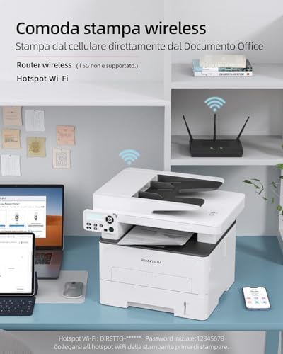 Pantum M7100DW 3-in-1 Çok İşlevli Yazıcı (Yazıcı, Tarayıcı ve Fotokopi) 256 MB, A4-ADF-1200 x 1200 33 PPM Kapasitesi: 250 H Dubleks (PCL) -USB 2.0, Ağ Kartı, WLAN - Görsel 4