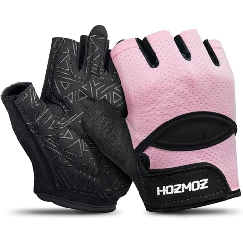 HOZMOZ Ventilated Weight Lifting Gloves, Thick Padded Workout Gym Gloves with Full Palm Protection & Grip & Shock Absorption for Women & Men's Fitness Exercise Training