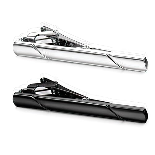 2 fermacravatta da uomo, sottile, per cravatta, uomo, classico, metallo,