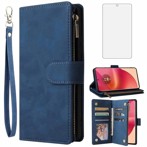 Housse anti-choc Motorola Edge 50 Fusion avec verre trempé bleu
