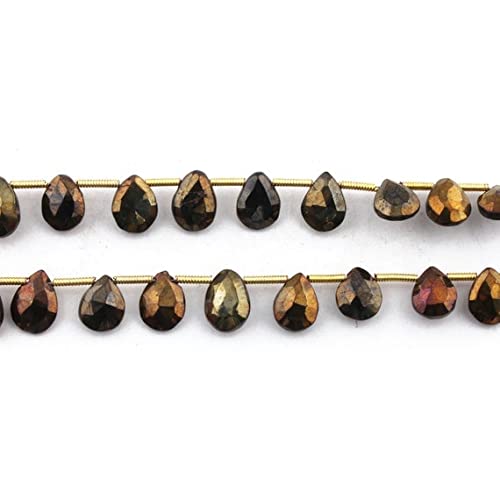 Spinelle noir perles briolettes poire facettées dorées 8x7-10x7mm pour création bijoux 8 pouces Sb1