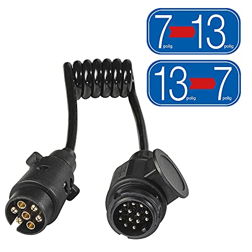 كيبل محول شواب للسيارة والمقطورة والكارافان، 13 دبوس ذكر الى 7 دبابيس ذكر 61475 من ايه اس - اسود