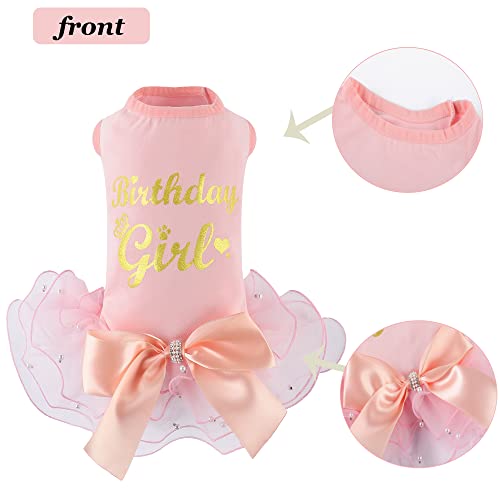 Dogs Glitter Wedding Dresses Tutu Skit For Small Medium Dog Pet Outfit Princess Flower Girl Clothes For Birthday Bridal Halloween Party Costume (Birthday Girl Pink, S) #TOP2