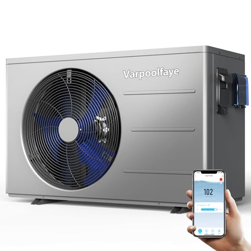 40000 BTU Electric Pool Heater For Inground Pools 12000 Gallon Swimming Pool Heat Pump Above Ground Pool Heater Heating Cooling WiFi Control Schedule 220V