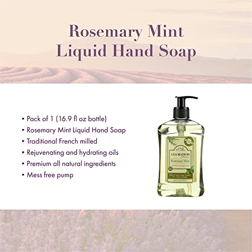 A La Maison Rosemary Mint Liquid Hand Soap - Triple French Milled Natural Moisturizing Soap (1 Pack, 16.9 Oz Bottle) #TOP1