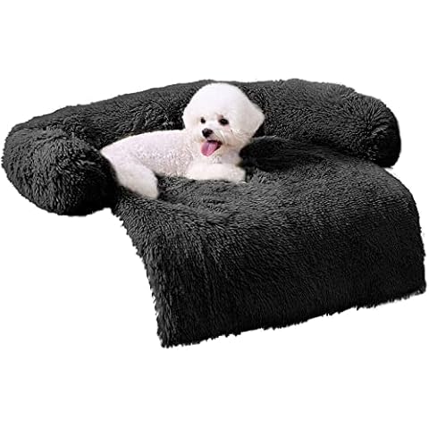 HACHIKITTY Dog Sofa Bed Mat Cover Soft Plush, Couch Cover for Dogs Dog Mat for Furniture Protector Pet Sofa Mat for Dogs, Dog Furniture Bed Sofa Cushion Washable Dogs Bed Mats(X-Large Black) Cover
