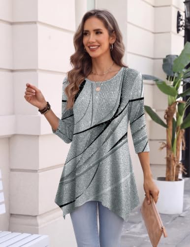 Image of Zeagoo Womens Tops 3 /4 Sleeve loose fit dressy Tunics Plus Size Boho Shirts