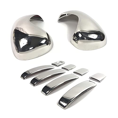 VIVARO/TRAFIC/PRIMASTAR -Cubierta para retrovisor (2 piezas, acero inoxidable, cromado) y 4 asas para puerta Cover