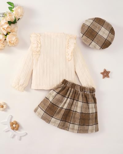 Image of Toddler Girl Clothes Outfit Shirt Top Plaid Mini Skirt Outfits Set Little Girl Dresses Kids Clothes for Girls 18M-8T