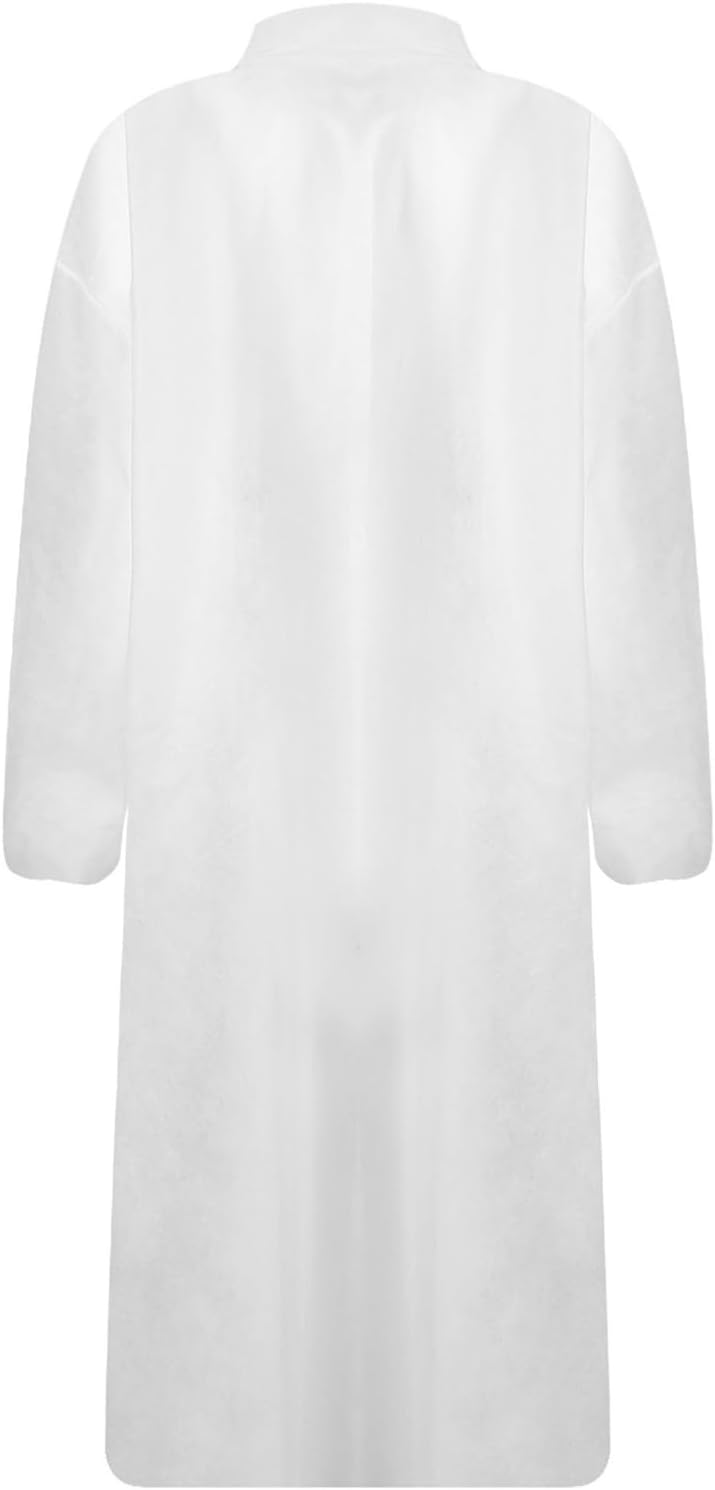 Agoky Women Men Adult 10pcs Disposable Lab Coat Button-down Lapel Work Coat Jacket for Workshop Visit