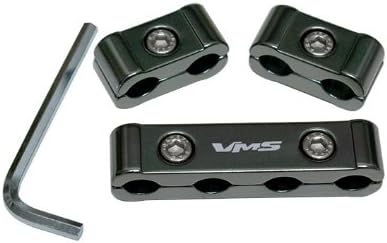 VMS RACING 3pc piece GUNMETAL Billet Aluminum Spark Plug CablesWIRE SEPARATORS Dividers Organizers Holders Kit Set Compatible with V4 V6 V8 Engine 8mm 9mm 10mm wires