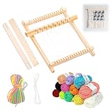 Pluvyze Webrahmen FüR Kinder,Holz Webstuhl Set, 20x17 Cm, Geeignet FüR Kinder Ab 6 Jahren, Kommt Mit 13 GarnbüNdeln In Verschiedenen Farben, Geeignet FüR AnfäNger, Zum Stricken Und Gestalten