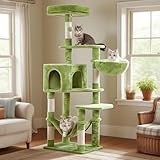 Hey-brother Cat Tree with Large Hammock, Multi-Level Cat Tower for Indoor Cats, Cat Condo with Sisal-Covered Scratching Posts and Top Perch, Green MPJ050GR