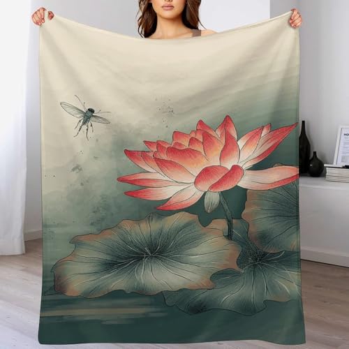 Couverture en flanelle douce légère fleurs libellules pour voyage - 5